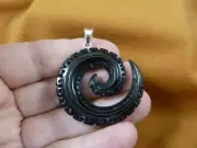 IBP-53 black MAORI style Circle of life FISH HOOK water buffalo PENDANT Necklace