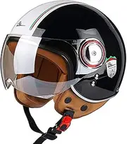 Retro Half Helmet Motorcycle Open Face Helmet for Motorcycle Jet Pilot Helmet Motocross Moped ECE Approved Half Helmet, for Adult Men and Women D,M=55-56CM