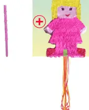 Doll Pinata Piñata girls children birthday party games PULL STRING HIT stick