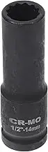 X AUTOHAUX 1 Pcs Impact Socket Durable Hardware Tool 78mm Black High Carbon Steel 12 Point 14mm for Car Motorcycle Dirtbike Repair 1/2 Inch Drive