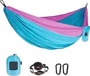 Portable Nylon Parachute Fabric Hammock - Single & Double Size for Outdoor Camping & Hiking(Blue Pink,Large)