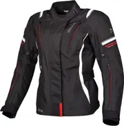 Germot Aria waterproof Ladies Motorcycle Textile Jacket, black-white-red, Size 44 for Women Black White Red