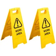 2x Cleanlink 62cm Two-Sided Safety Floor Sign Work Area Signage Caution Yellow