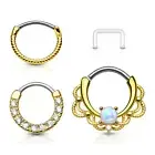 Pack of CZ Opal Nose Septum Clicker Daith Ear Cartilage Piercing Free Retainer