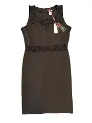 Yumi Black Sleeveless Lace Leaf Dress L – Back Zip, New with Tags