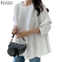 在飛比找蝦皮商城優惠-Zanzea 女式韓版純色圓領長袖針織 T 恤