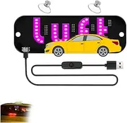 Led Light Signs for Car,LED Sign Decal Stickers with Suction Cups,Windshield Light Sign,USB-C Cable,Flashing Hook on Car Window LED Bright Lights USB Plug(Pink)