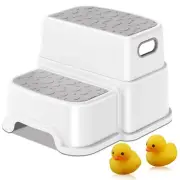 Toddler Step Stool 2 Step Stool for Kids with Anti-Slip Surface and Rubber Bo...