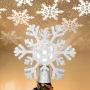 Yescom Christmas Tree Topper Star 3D Silver Snowflake Rotating Projector Décor