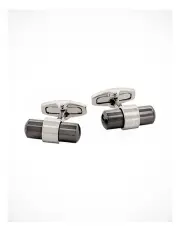 [Cudworth] Rhodium Plated Hemitite T-Bar Cufflinks in Black
