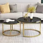 Synergy 2 In 1 Designer Marble Pattern Coffee Table (Black)