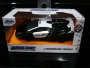 NEW LAMBORGHINI VENENO POLICE CAR BLACK/WHITE 1/32 DIECAST MODEL JADA HYPER SPEC