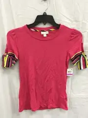 MAISON JULES Stripped Ribbon Top CHERRY XXS