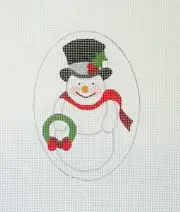 Raymond Crawford Handpainted Needlepoint Canvas Snowman Ornament HO-2042 18M
