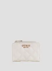 GUESS White Giully Zip Around Card Case