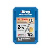 Kreg 64mm Zinc Coarse Thread MaxiLoc Head Pocket-Hole Screws - 125 Pack