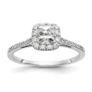 1.25ct. CZ Solid Real 14K White Gold Cushion Halo Engagement Ring