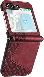 [JayModCase] Mobile Phone Case for Samsung Galaxy Z Flip 6 5G, Flip Wallet PU Leather Samsung Z Flip 6 5G Case [Card Slot] [Magnet] [Stand] 360 Shockproof Protective Case - Red