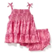 NWT Old Navy Girls Tiered-Tank & Bloomer Set 0-3 3-6 6-12 Months Pink Elephant