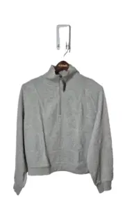 prAna Sweater Womens Medium Gray Cardiff Fleece Cozy Up Pullover 1/2 ZiP NEW