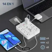 Power Strip Adapter-Surge Protector, USB-C, USB Outlets, AC Socket TT-PS10 White