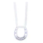 Gibson Gifts Equilibrium Wedding Horse Shoe w/ Ribbon Keepsake Charm Silver