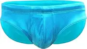 [Aosufei] Men's Sparkly Sexy Briefs Swimwear Solid Drawstring Triangle Swimsuit Low Waist Casual Soft Bathing Suit