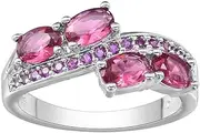 [Xiang Ru] Trendy Plated 925 Sterling Silver Promise Red Crystal Wedding Rings