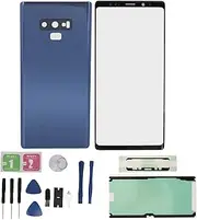 for Galaxy Note 9 Back Cover Glass Panel and Front Outer Screen Glass Cover Replacement, Front Rear Glass Cover Kit for Galaxy Note 9 Phone, with Repair Tools (Blue)