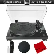 Audio-Technica AT-LPW50PB Fully Manual Belt-Drive Turntable + Accessories Bundle