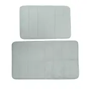 2 Pcs Set Memory Foam Bathroom Mat Non Slip Soft Bath Rugs Gray 40x60cm+50x80cm