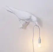 GGP White Bird Left Wall Lamp Nordic Resin Bird Wall Lamp Creative Animal Bedside Decorative Usb Night Light, Stylish Bird Perched Lamp For Bedroom And Living Room