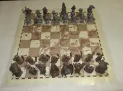 HOBBIT CHESS SET 1979 FELLOWSHIP FOUNDRY COMPLETE SET KEVIN O'HARE PEWTER BOARD