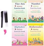 4 Pack Kids Magic Handwriting Copybook Reused Groove Practice Calligraphy Book Math Fine Arts Alphabet Number Writing