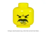 LEGO 1 Head Moustache Angry, White Teeth and Gold Tooth Pattern 35
