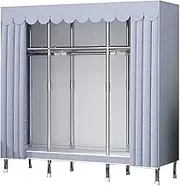 Wardrobe Portable Canvas Wardrobe, Large Clothes Closet Storage Organizer with Hanging Rail, Shelves, Fabric Cover, for Bedroom, Living Room,C-205x45x170cm
