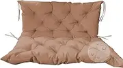 Extra Thick Anti-Slip Waterproof Garden Bed Cushion with Backrest Replacement Mat for Patio Pouch Lawn Swing Khaki 150 * 100 * 10cm