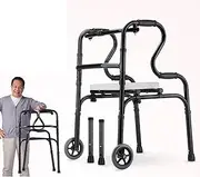 Walking Frame Folding Standard Walker Standard Walker With Wheels Non-Slip Foot Pad Ultra Narrow Walking Frame With Wheels Aluminum Alloy Wheeled Walking Frame (Color : B)