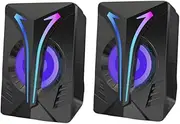 RGB Led Computer Speakers Powered Stereo Soundbox 3.5mm Audio Interface