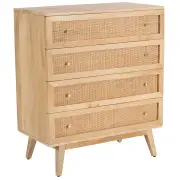 Olearia Storage Cabinet Buffet Chest of 4 Drawer Mango Wood Rattan Natural