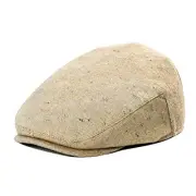 Kids Wool Tweed Newsboy Flat Cap Herringbone Boy Infant 6-8 Years Flecked Khaki