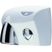 JD Macdonald Touchdry Push Button Hand Dryer in White + Silver Gloss