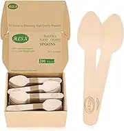 HLSN 4.3" Mini Wooden Spoons 200 Pack Biodegradable Compostable Birchwood for Ice Cream Chocolate Honey Jam for Party and Dinner