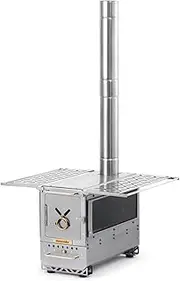 Naturehike 201 Stainless Steel Portable Outdoor Wood Burning Stove, 17.85lbs Heater Burner with Fireproof Glass Window, Outdoor Camping Stove Oven for Back Packing, Fishing, Hiking, Picnic BBQ, Gray