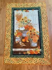 Handcrafted Quilted Fall Lap Quilt / Wall Hanging - Beautiful Digital Panel!