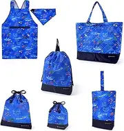 COLORFUL CANDY STYLE NT905700 Kindergarten Entrance School Entrance 6-Piece Set, Lesson Bag, Quilting (with Gusset), Shoe Case, Drawstring Bag, Gymnastics Clothing Bag, Lunch Bag, Cup Bag, Small