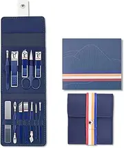 Nail Cutter Set Stainless Steel Nail Clippers Set With Folding Bag Manicure Cutter Kits Scissors Makeup Beauty Tool,12 pcs Blue