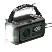 12000MAh Emergency Weather Radio Hand Crank Radio Solar Radio Portable AM/FM/ Radio with Flashlight Green