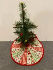 Elf Christmas Tree Skirt 9” Embroidered Skirt NEW