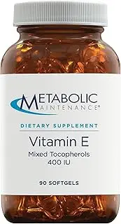 Metabolic Maintenance Vitamin E Complex (Mixed Tocopherols) 400 IU - Cardiovascular, Reproductive + Neurological Support (100 Capsules)